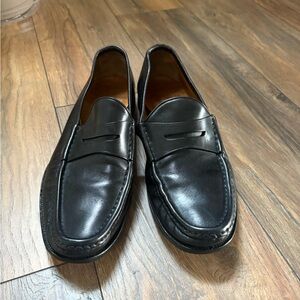 Ralph Lauren Purple Label Black Leather Slip-Ons